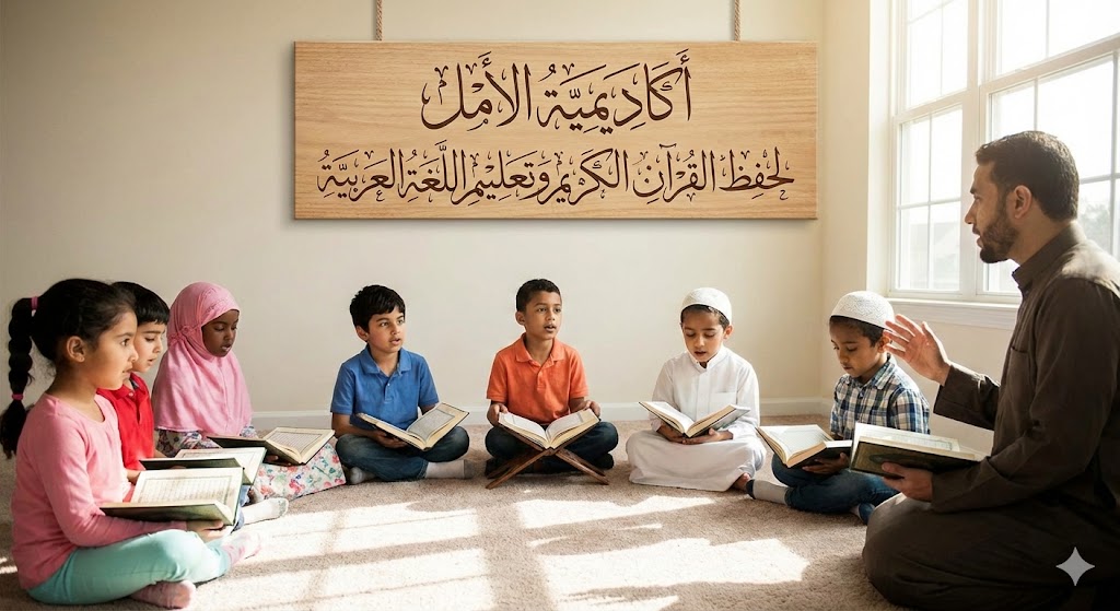 أطفال يتعلمون القرآن في أكاديمية الأمل